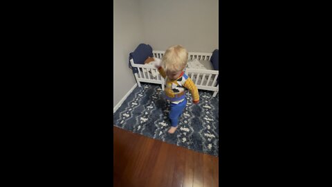 Toddler Loves to Brush His Hair Before Bedtime
