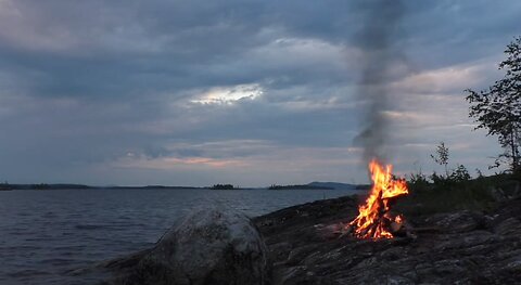 Campfire by the beach while camping. Soothing white noise to relax and sleep. ASMR