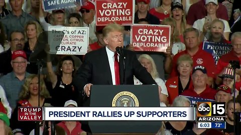 President Trump speaks to supporters during Mesa MAGA rally