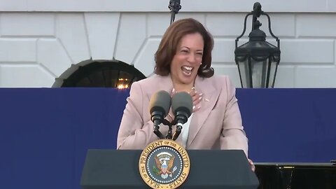 Kamala Harris Takes Stage At Juneteenth Celebration, Immediately Starts Laughing Uncontrollably