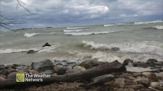 Wave crash into the shores of Lake Huron