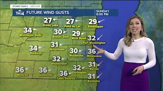 Cooler temperatures and gusty winds Sunday