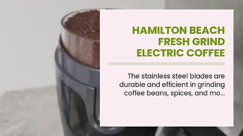 Hamilton Beach Fresh Grind Electric Coffee Grinder for Beans, Spices and More, Stainless Steel...