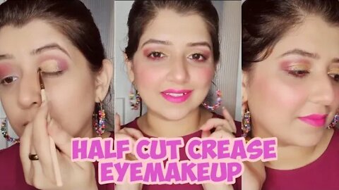 Half Cut Crease Purple and Gold Eye Makeup Tutorial | Beginner makeup tutorial | Mehsim Creations
