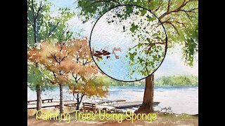 Painting Trees in Watercolors - Easy and Fast to paint a landscape using this technique.