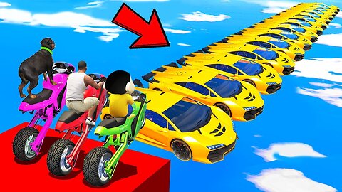 SHINCHAN AND FRANKLIN TRIED IMPOSSIBLE LAMBORGHINI GOLD CARS BRIDGE PARKOUR CHALLENGE GTA 5