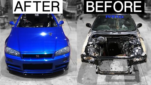 BUILDING A R34 SKYLINE body in MINUTES | Poor Man's GTR