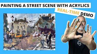 How to Paint STREET Scene with ACRYLICS Demo