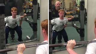 Dude nearly passes out while trying to max out squat