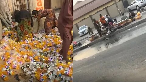 Residents seen parking discarded expired drinks to resell in Ajah, Lagos