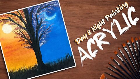Day and Night Acrylic Painting for Beginners | Step by Step