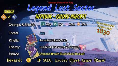 Destiny 2 Legend Lost Sector: Neptune - Gilded Precept on my Stasis Titan 3-2-24