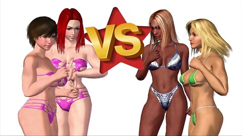 [日本語] Thicc Reiko and Yasha in Pink vs Dixie & Aisha | Rumble Roses XX