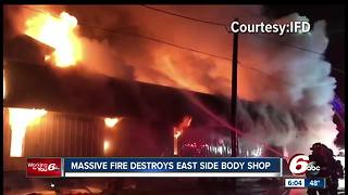 Fire causes $750K damage at Indy auto body shop