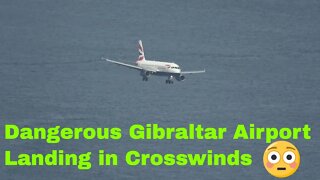 Plane Landing at Gibraltar Airport in Crosswinds! BA492 hits some slight Crosswinds Landing at Gib
