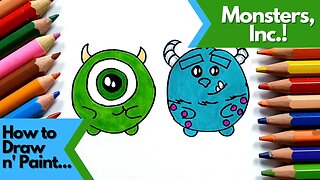 How to draw and paint Mike and James from Monsters INC Cherry Style