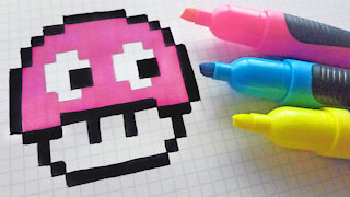 how to Draw Ghost Mushroom - Hello Pixel Art drawings by Garbi KW