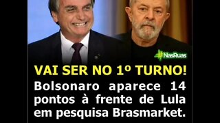 Pesquisa aponta Bolsonaro na frente de Lula 14% de diferença