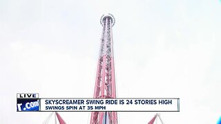 Taking a ride on Six Flag Darien Lake's Sky Screamer