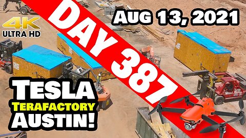 Tesla Gigafactory Austin 4K Day 387 - 8/13/21 - Tesla Terafactory TX - GIGA PRESS #3 AT GIGA TEXAS!