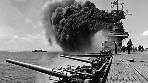 The Battle of the Coral Sea, May 1942. The U.S. Navy stops the Japanese fleet carriers