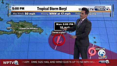 Tropical Storm Beryl update 7/7/18 - 6pm