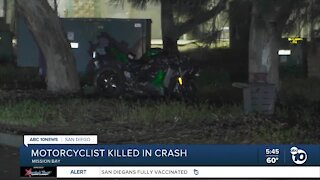 Motorcyclist killed in crash in Mission Bay