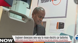 Engineer showing off new ways to reuse electric car batteries