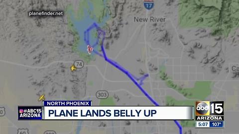Plane lands belly up in north Phoenix