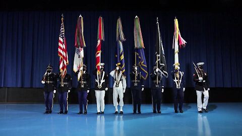 Joint Armed Forces Color Guard, without anthem, indoors