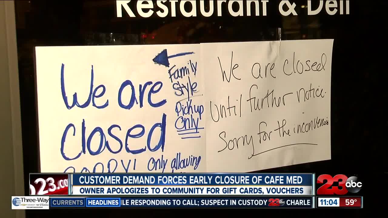Customer Demand Forces Early Closure of Cafe Med