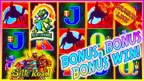 SO MANY BONUSES! HUGE WIN RETRIGGER BONUS! Dragon Link Silk Road Slot