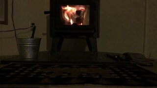 Ambient Noise Wood 🪵 stove on a cold night while a grandfather clock ticks.