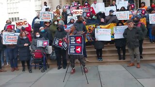 The #InvestInOurNY Invest in our NY Rally City Hall 12/5/22 hosted by @NYWFP @VOCALNewYork @nychange