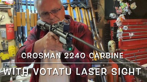 Testing my Crosman 2240 carbine with the Votatu green laser sight. Is it better than the red dot?