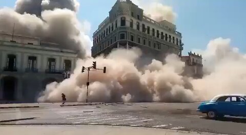The moment a massive explosion destroyed the entire front end of the Saratoga Hotel in Havana Cuba.