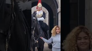 guard shouts at tourist holding Reins #horseguardsparade