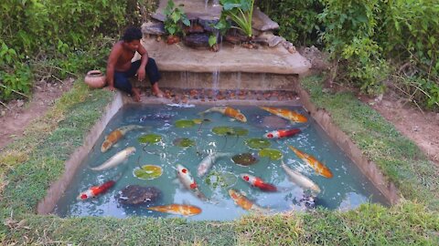 Build a waterfall fish pond