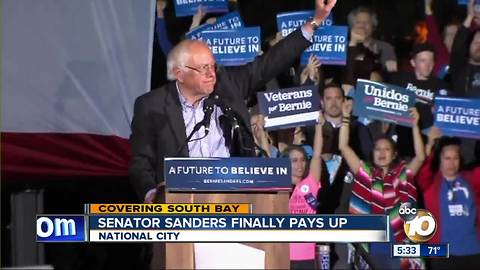 Senator Sanders finally pays for rally