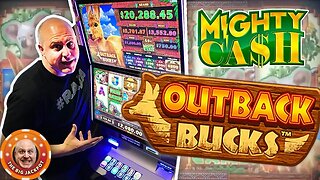 🤑24 FREE GAMES RE-TRIGGER 🤑MIGHTY WIN$ on Mighty Cash Outback Bucks! | Raja Slots