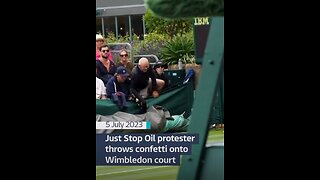 Oil protesters throws confetti Wimbledon