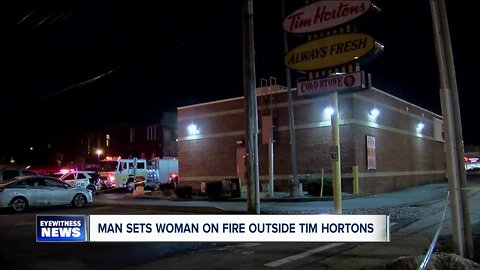 Police: Man sets woman on fire during domestic incident outside Tim Hortons