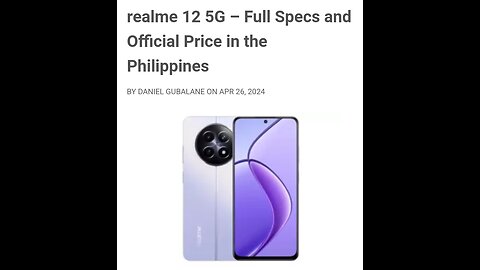 Realme 12 5G - Full Specs #Realme 12 #Realme 5G #Smartphone #Tech #Gadgets #Mobile #5G #Android