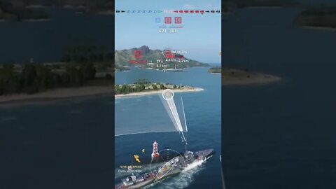 Made a trick shot dodge the island and hit the battleship lol