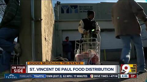 St. Vincent de Paul handing out Thanksgiving meals on Tuesday