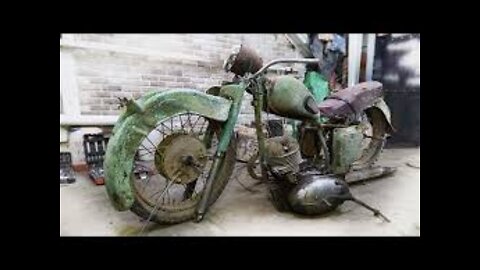 Restoration Abandoned Old Motorcycle Jawa two stroke engine 1967