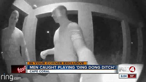 Men caught on camera playing 'Ding Dong Ditch'