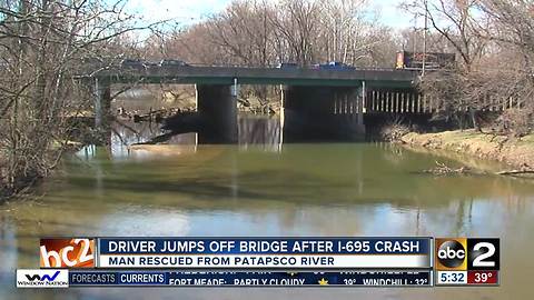 Driver Jumps off Bridge after Crash