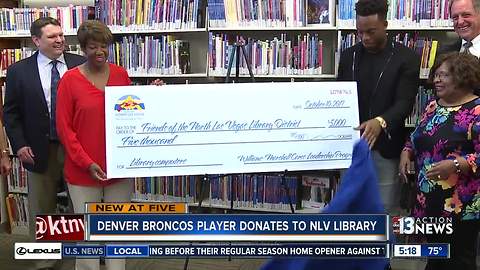 Denver Broncos player Brandon Marshall donates to North Las Vegas Library