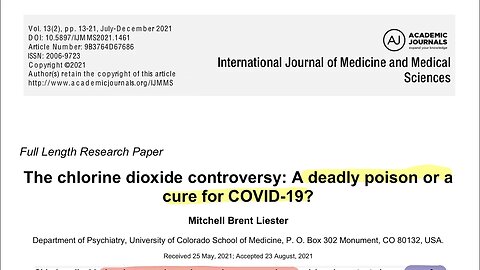 JOURNAL ARTICLE REVIEW | The chlorine dioxide controversy: A deadly poison or a cure for COVID-19?